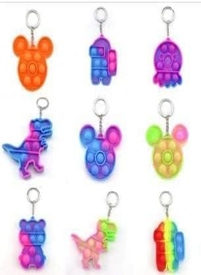 RKZ® Pop It Pop Keychain - Fun Fidget Toy & Stress Relief Bubble Key Ring for Kids and Adults - Ideal Return Gift for Birthday Parties Pack of 18 - Image 2